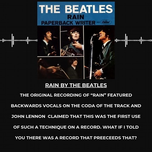 The Legends Of Music on Instagram: "When was the backwards vocal recording effect first used in music history? Figuring out the first use of backwards vocal recording is a bit like trying to pinpoint the first rock ’n’ roll record—it’s open to debate. John Lennon once claimed that The Beatles’ Rain was the first time this effect was used in music. But there’s actually an earlier example. In October 1965, an Australian garage rock band called The Missing Links released a groundbreaking single, H’