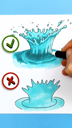 428K views · 1K reactions | I show you how to draw a splash in water✏️ #water #splash #tuto #drawing #artroom #art #3d | Art Room | Facebook