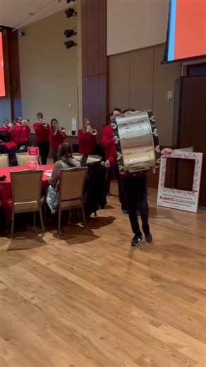 Members of the UW Marching Band play themselves off at our pre-commencement bash last night at Union South. | UW-Madison College of Letters & Science