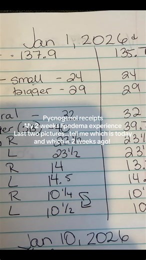 Not the best receipts I can show you…trying to figure out a better way so you can do side by side. Anyway…this is the end of the 2 weeks with Pycnogenol and while my measurements have basically stayed the same, my overall results are positive. I feel lighter and I feel more energetic. The last two pictures are for you to guess the before and after! More receipts to come! #lipedema #lipedemafighter #pycnogenol