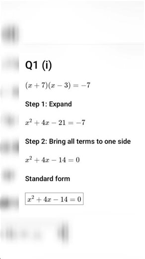 “Convert Equations into Standard Form | Quadratic Equations Explained”#maths #quadratic #algebra