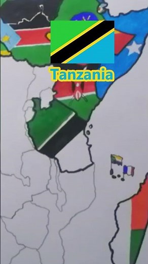 Tanzania flag map drawing 🇹🇿 | Mchoro wa ramani ya bendera ya Tanzania
