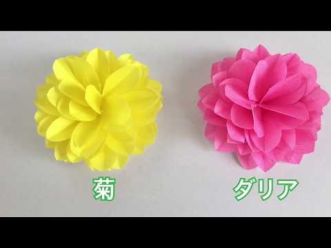 【折り紙・切り紙】簡単なのに豪華！ダリアと菊 Dahlia and Chrysanthemum