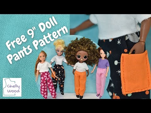 Free Doll Clothes Patterns: How to Make Cargo Pants for 9 inch Dolls #lolsurprise #dollclothes #diy