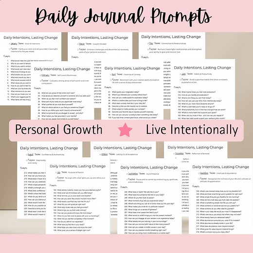 365 Daily Journal Prompts: Intentional Living & Personal Growth (printable PDF) - Etsy