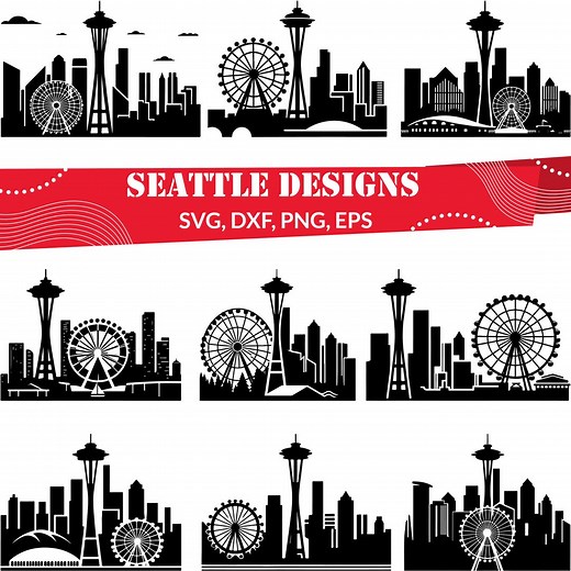 Seattle SVG Bundle, Seattle Skyline Svg, Seattle Dxf, Seattle Png, Seattle Vector, Seattle Outline, Seattle Clipart, Seattle Design - Etsy