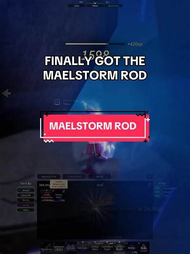 I finally got it, this rod is pretty good I can’t lie | join my discord link in bio since you guys are super duper cool #fyp #roblox #fisch #viral #christmas