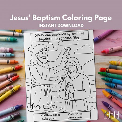 Baptism of Jesus Coloring Pages for Kids | Bible Story Activity | Sunday School Printable - Etsy