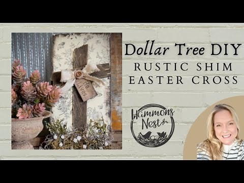 ✝️ Rustic Easter Cross Craft using wood shims and Dollar Tree sign