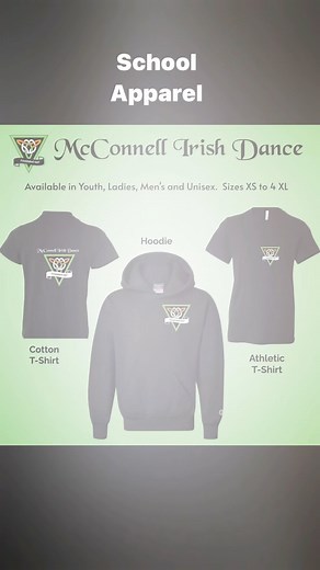 School Apparel Orders! Cotton T-Shirts, Athletic T-Shirts, and Champion Hoodies! Order on-line www.mcconnelldance.braveshop.com Order Deadline: Nov 10th Orders will arrive in time for holiday gifts! #mcconnelldance #schoolapparel | McConnell Irish Dancers | Facebook