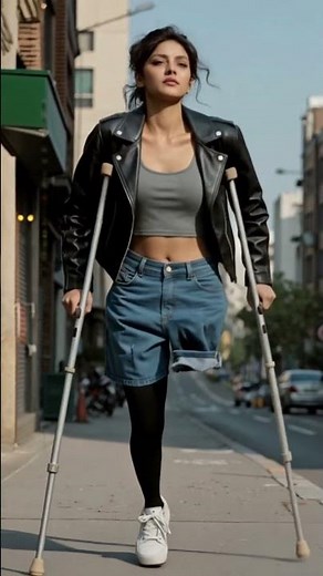 One-legged girl from India #amputeewoman #ai video #sak