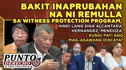 31K views · 621 reactions | BAKIT INAPRUBAHAN NA NI REMULLA SA WITNESS PROTECTION PROGRAM, HINDI LANG SINA ALCANTARA, HERNANDEZ, MENDOZA, KUNDI PATI ANG MAG-ASAWANG DISCAYA? | Atty. Ricky Tomotorgo | Facebook