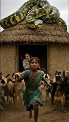 Terrifying Python Attack Scene 😱 | Brave Dogs Alert #shorts #shortsfeed