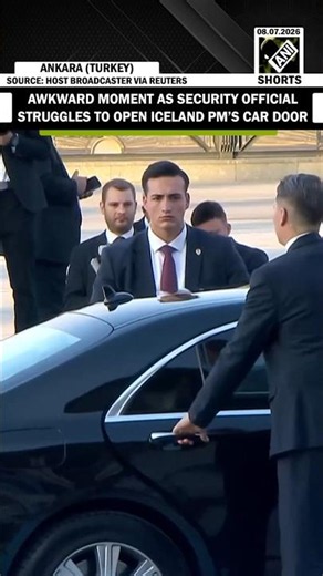 Security Official struggles to open Iceland PM Frostadottir’s car door during NATO Summit in Turkey