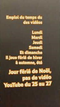 Emploi du temps de la chaîne YouTube, King Club