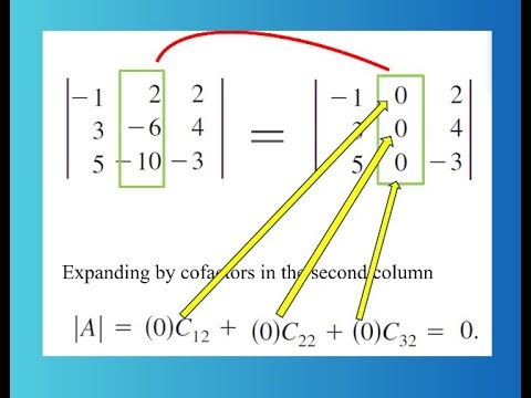 Determinant of a Matrix By Expanding by Cofactors in the Second Column