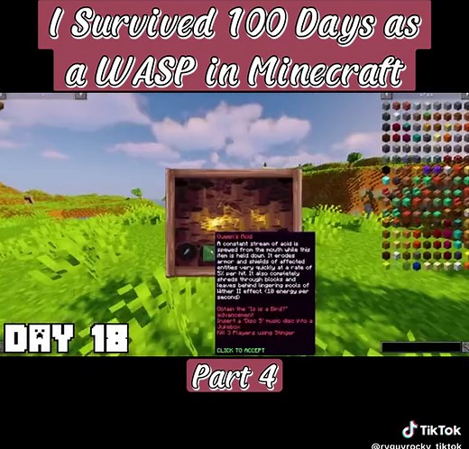 Youtube: Ryguyrocky - I Survived 100 Days as a WASP in Minecraft | Part 4
