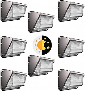 Lightdot 8Pack 200W LED Wall Pack Lights, 100-277v Dusk to Dawn with Photocell, 30000Lm 5000K Daylight IP65 Outdoor Security Lighting for Warehouse,Building,Yard,Factory,Garage, ETL(Height:15~30ft)