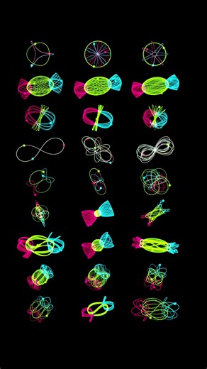 A few stable orbits of the three body problem. Which one is your favorite? #simulation #math #astro #space #pineapples