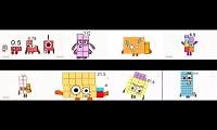 Mix of 8 videos from youtube : numberblocks band halves