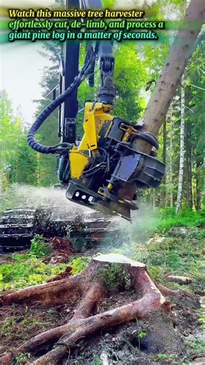 Heavy Forestry Machinery Efficiently Cuts And De-limbs Timber