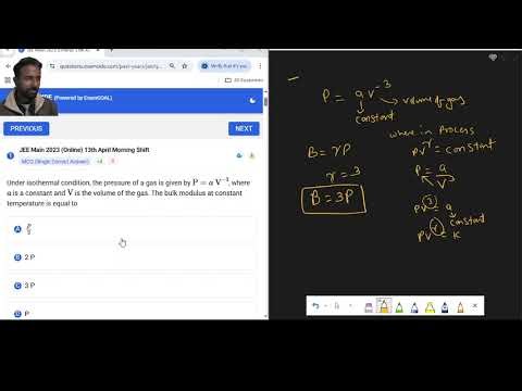 JEE MAIN PYQ: 28 definition of bulk modulus according to process