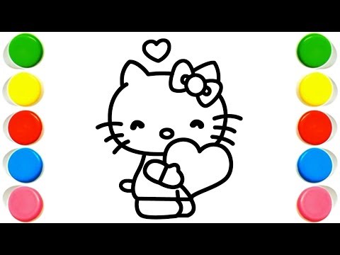 Heart Beautiful Hello Kitty Drawing, Painting & Coloring For Kids and Toddlers Child Art#drawing