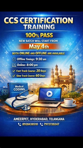 CCS Medical Coding Training in Hyderabad | 100% Pass Support | New Batch May#MedicalCoding#ahima#ccs