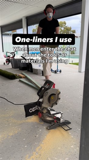 A woman using an Ozito drop saw is the only hook I need to get them commenting and engaging 👉🏻 sending the post viral I don’t bother writing them a response but if I did here is what I would say 🗣️ 1️⃣ DAVID: “the ryobi tools speak volumes” ME: yeah it says please engage with my posts for so I can buy Makita 2️⃣ DREW: “55k plasterer follows wanting work after you’ve butchered the gyprock” ME: yeah this is post demo and mid project 🤔 obviously the gyprock will need to be re-done and I will do