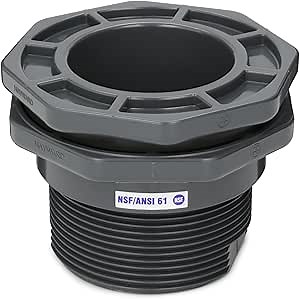 Hayward BFA1030CES 3-Inch Gray PVC Socket by Thread BFA Series Bulkhead Fitting with EPDM Standard Flange Gasket