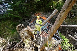 75K views · 963 reactions | Upon receiving a telephone call we immediately mobilised to site to assess the situation and carry out a full risk assessment and method statement. Once these were approved by the relevant bodies we mobilised all the required equipment to site, constructed a solid area to set up the winching equipment and set to work on the recovery of this 30 ton excavator based harvester from down a very steep hill. | Mellex Group Ltd | Facebook