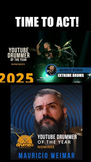 𝐌𝐚𝐮𝐫𝐢𝐜𝐢𝐨 𝐖𝐞𝐢𝐦𝐚𝐫 on Instagram: "🔥 I NEED YOU. RIGHT NOW. I’ve been nominated for YouTube Drummer of the Year 🥁🏆 And I’m insanely grateful to every single one of you who watches, shares, comments and supports what I do. This nomination is 100% because of you. 👉 VOTING IS OPEN If my drumming, lessons or extreme metal content ever helped or inspired you — this is the moment to give back. YOU CAN VOTE UP TO 5 TIMES FOR ME. Yes. FIVE. TIMES. $10,000 DOLLARS GIVEAWAY Everyone who vote