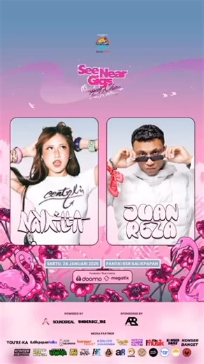 See Near Gigs on Instagram: "Duoo Ombak Chaossss ini udah siap buat Konser di @seeneargigs 💃🏻🌊 Pastiin kamu udah siapin OOTD KECE buat sing song bareng @naykillaaa & @juanreza19_ 🔥 Dari So Asu sampai Tepicaaaa❤️‍🔥‼️ 🗓 24 Januari 2026 📍Pantai BSB Balikpapan 🎟️ Tersedia di Doomo & Megatix (Link on Bio) Beli tiket sambil nongkrong bisa juga di @bakebits.co , @buikkopi , & @aero.kopi ya gigs✨"