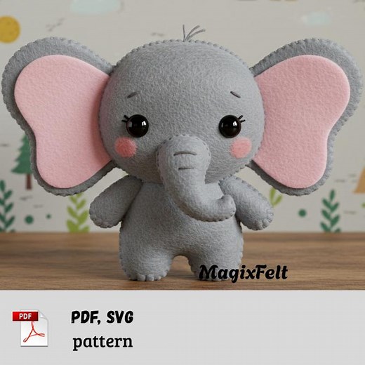 Elephant Ornament Felt Pattern: DIY Animal Toy (PDF Pattern) - Etsy