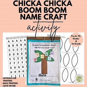 Chicka Chicka Boom Boom Name Craft Activity Back to School | Preschool Name Craft | Kindergarten Name Craft | Back to School Name Craft - Etsy