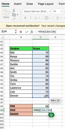 Calculate Range in Excel Fast #excel #exceltips #tutorial