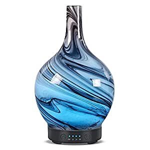 120ml Glass Essential Oil Diffuser Cold Mist humidifier with 4 Time Setting for Home Bedroom Office Yoga SPA (Handmade Glass)