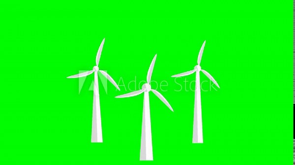 Looping windmill animation with chroma key background. Green energy concept. Renewable electricity generator. Smooth rotation. wind turbine. Stock Video