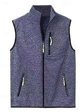 Men's Vest Gilet Outdoor Daily Fashion Casual Fall Winter Pocket Polyester Comfortable Plain Zipper Stand Collar Regular Fit Blue Black Red Vest 2025