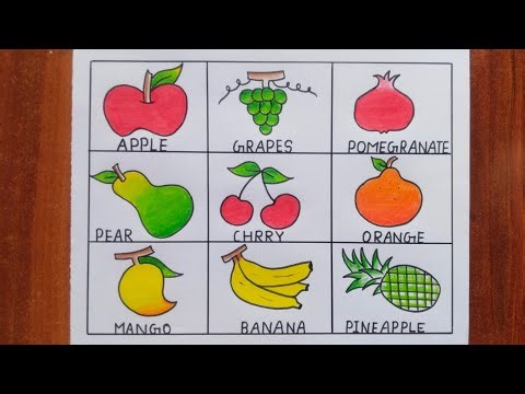 Fruits Drawing Easy Step By Step / Fruits Drawing /Types Of Fruits Drawing /Fruits Drawing With Name