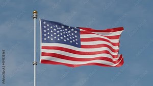 LOOP American Flag Waving In The United States Of America Shows Independence. National Patriotism And Celebration With Banner Flying Video 4k 30fps. Great for US Flag Day, American history.