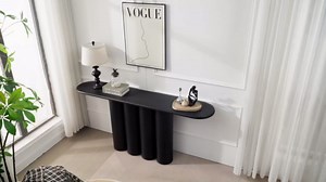 67'' Modern Console Table for Entryway with Unique Cylinders Legs, Long and Narrow Foyer Table Sofa Table for Living Room Hallway - Black