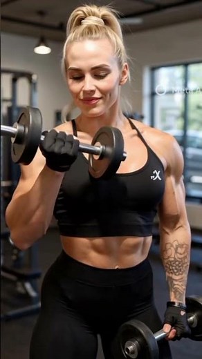 Realistic Female Bodybuilder Exercising in Gym Strength Focus 🌟 #Bodybuilding #GymGirl #Fitness #