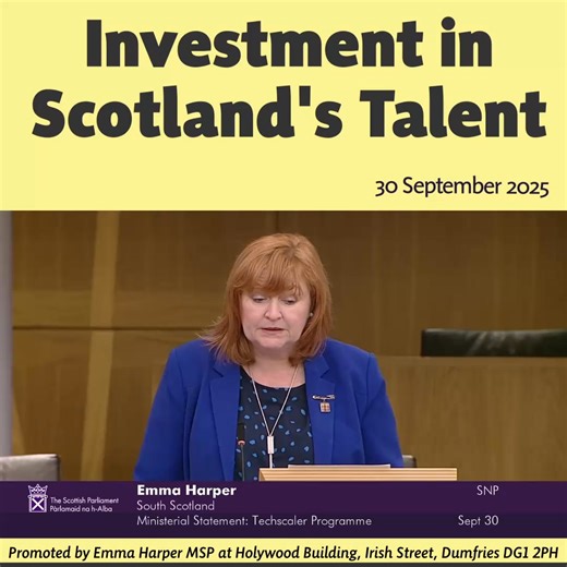 Scotland has produced many world-class digital start-ups and companies that lead the way, but we should always do more to support the innovation and growth that the tech sector can provide. This is particularly relevant for us here in the South, where the digital economy offers opportunities in every single community that would have been impossible just a few years ago – and in large part supported by the Scottish Government funded Digital Scotland R100 programme. So I was delighted to ask the D