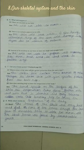 # 6th Science # 8. Our Skeletal System and Skin # Workbook Solution