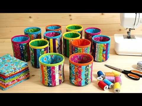 Turn Fabric Scraps into a Patchwork Minimal Basket | Easy Beginner ♻️🧺