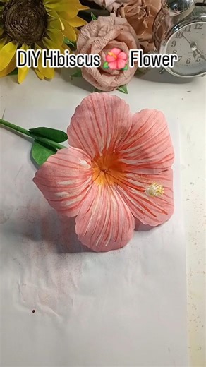 How to make hibiscus 🌺 #hibiscus #paperflower #papercraft #diy #craft #hibiscusflower #flower