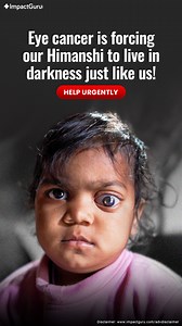 This father lost his firstborn. Now, cancer is after his only child, Himanshi. Blind and helpless, he dreams of a future where she can see the world he never could. But time is slipping away… Only an urgent surgery can save her vision and life! Don't let darkness steal her future. Your support can bring light to her world! Donate & share now: impactguru.com/s/FZSE37 | Impact Guru