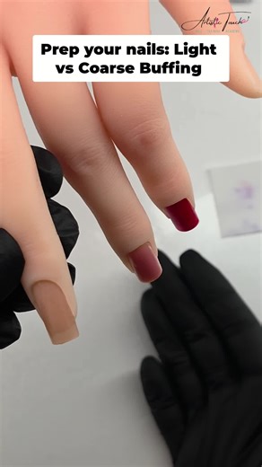 Nail prep: Light buff for gel polish, but BIAB needs more! Don't over-buff with coarse files. Free course in profile! #NailPrep #BIAB #GelPolish #NailEducation #NailCourse