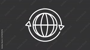 Animated interchange white line icon. Internet communication. Loop HD video with chroma key, alpha channel on transparent background, black solid background. Outline motion graphic animation